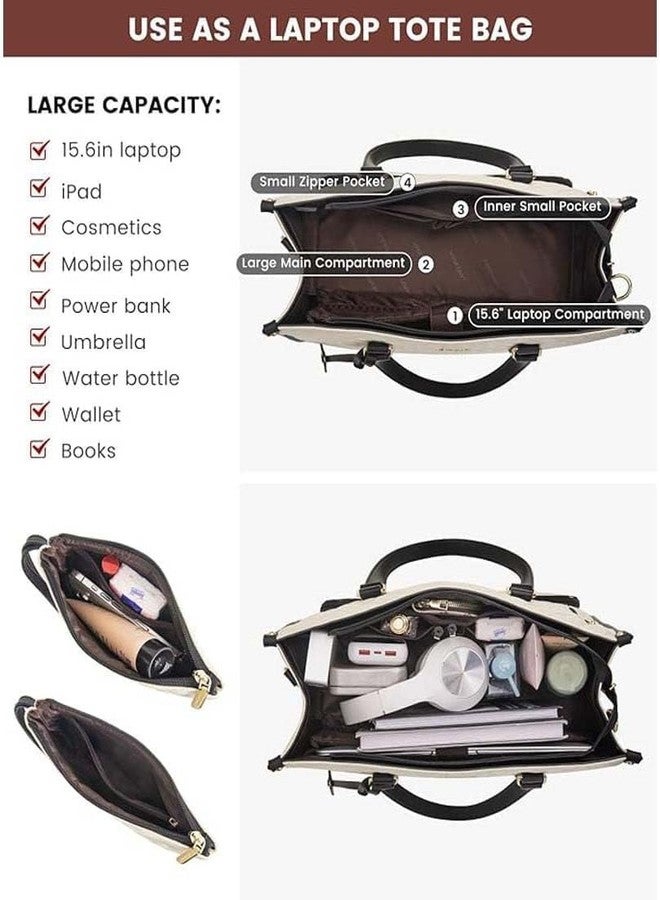 BEDSTEFAR Lunch Tote Bag for Women, 15.6 Inch Laptop Bag with Insulated Lunch Compartment, Quilted Large Capacity Computer Handbag with Purse for Business, Work, Nurse, Office, Collage, Casual, Black - Image 3